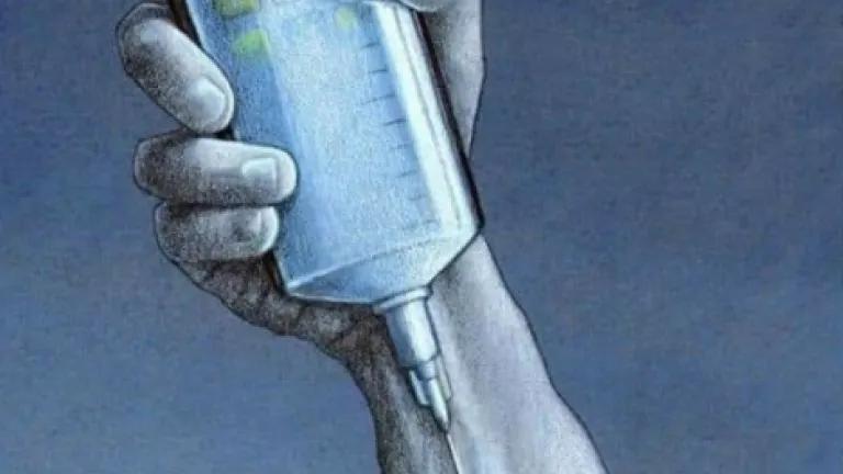 a phone that becomes an IV drip, in landscape
