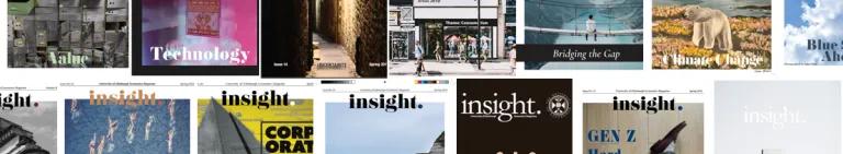 A gallery of covers of previous Insight magazines