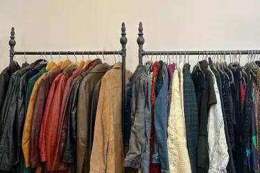 A rack of vintage clothes