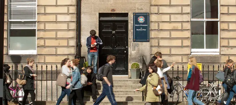 Students outside 31 Buccleuch Place