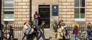 Students outside 31 Buccleuch Place