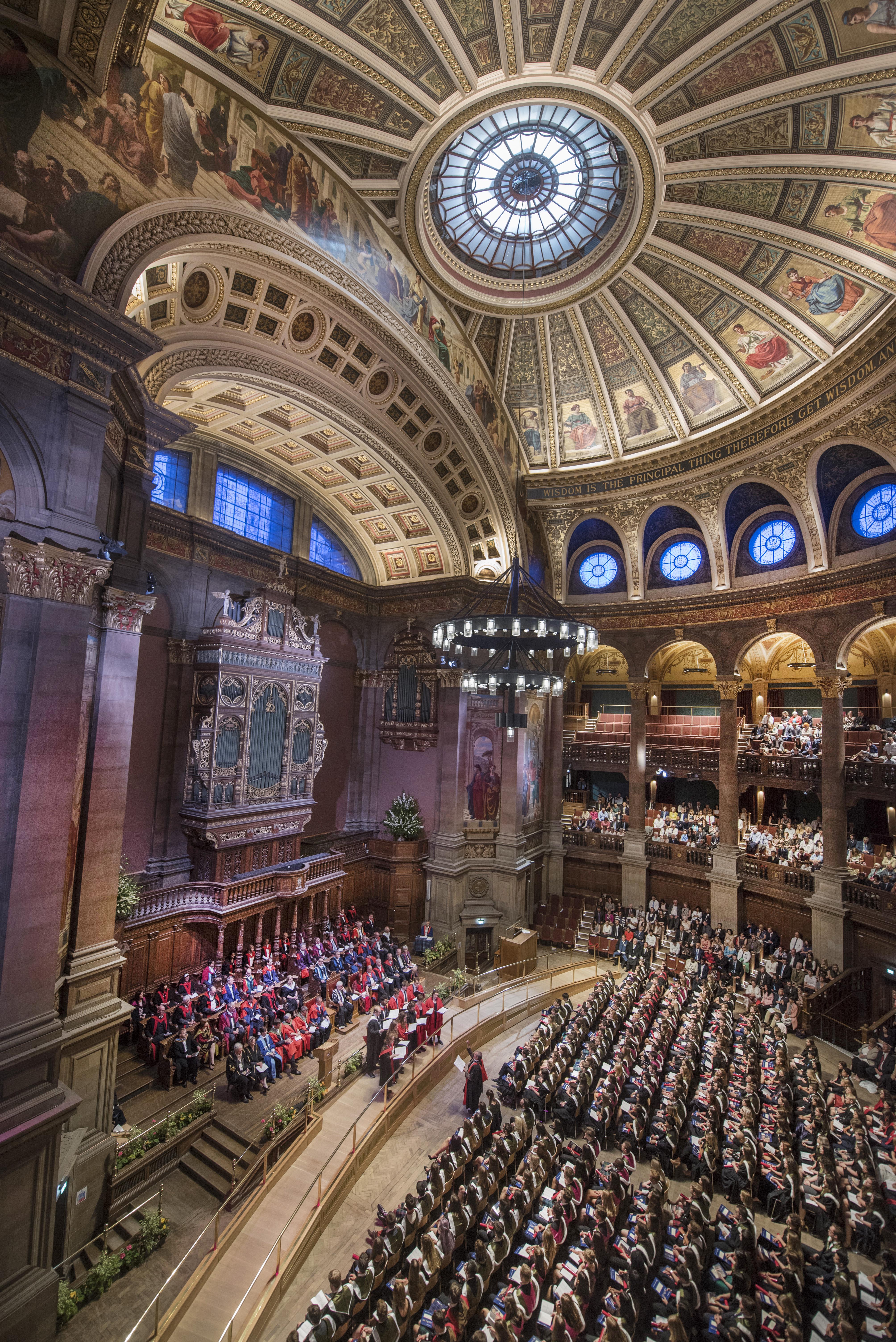 Graduation day inside of the recently refurbished McEwan Hall